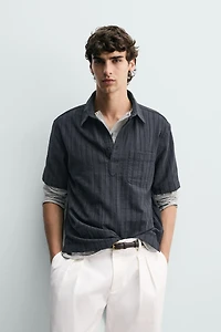 TEXTURED STRIPED POLO SHIRT