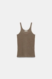 COTTON AND LINEN STRAP TOP