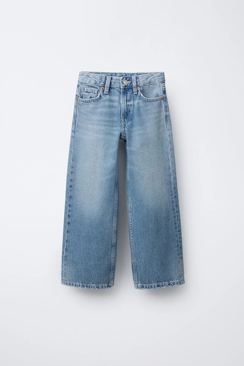 JEAN WIDE LEG EFFET DÉLAVÉ