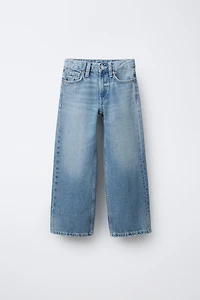 JEAN WIDE LEG EFFET DÉLAVÉ