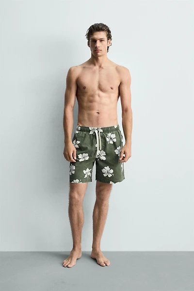 MAILLOT DE BAIN LONG À IMPRIMÉ HIBISCUS
