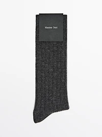Chaussettes en maille côtelée laine cachemire