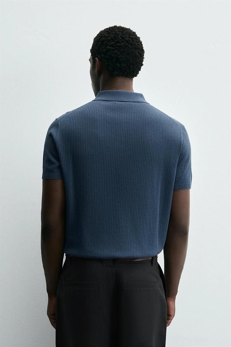 RIB KNIT POLO SHIRT