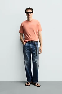 REGULAR FIT CONTRAST EMBROIDERY T-SHIRT