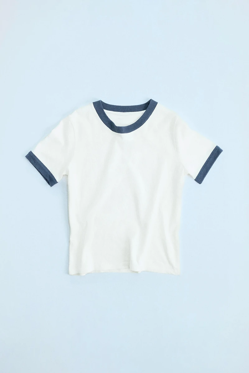 WASHED EFFECT RIBBED T-SHIRT