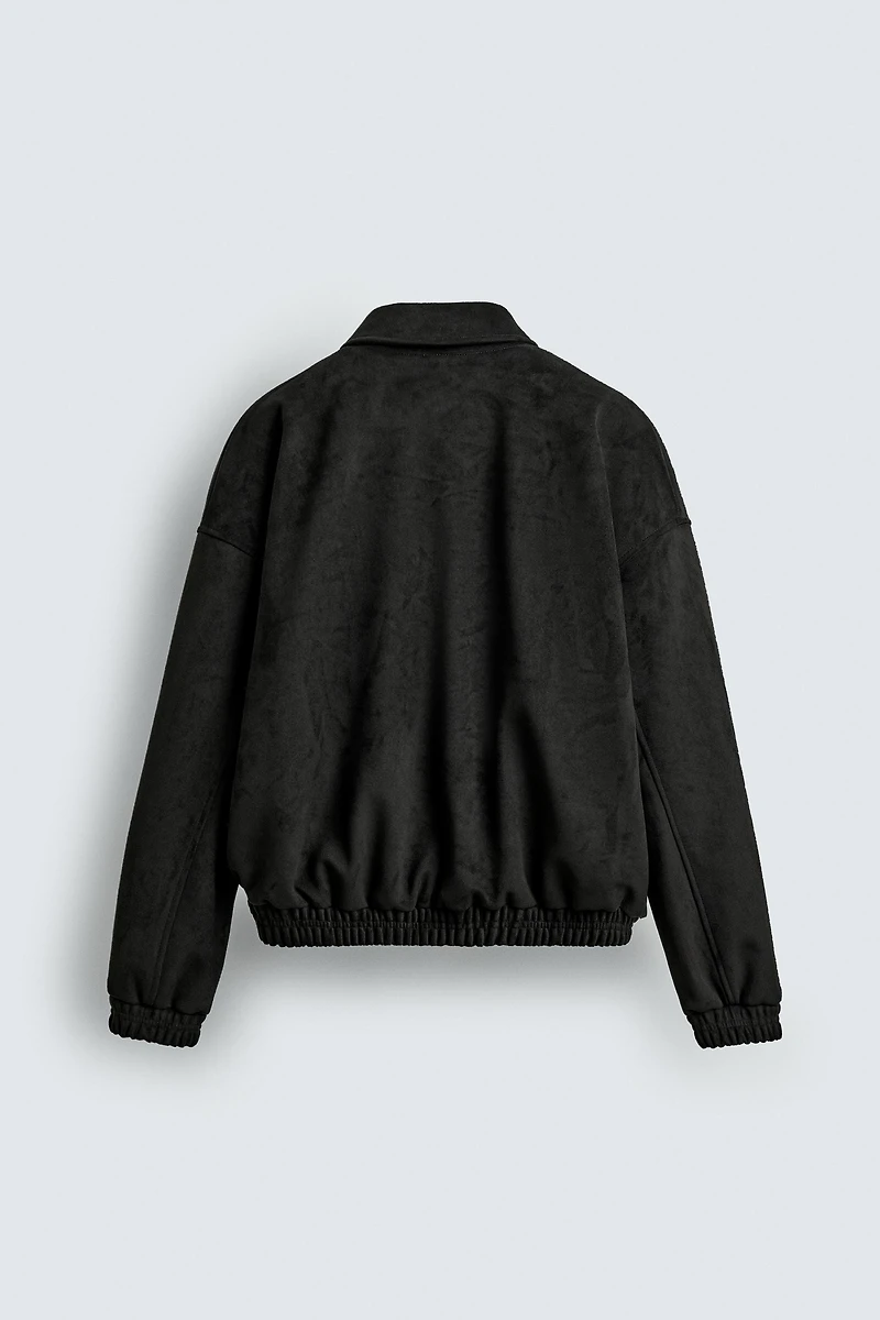 FAUX SUEDE RELAXED FIT JACKET