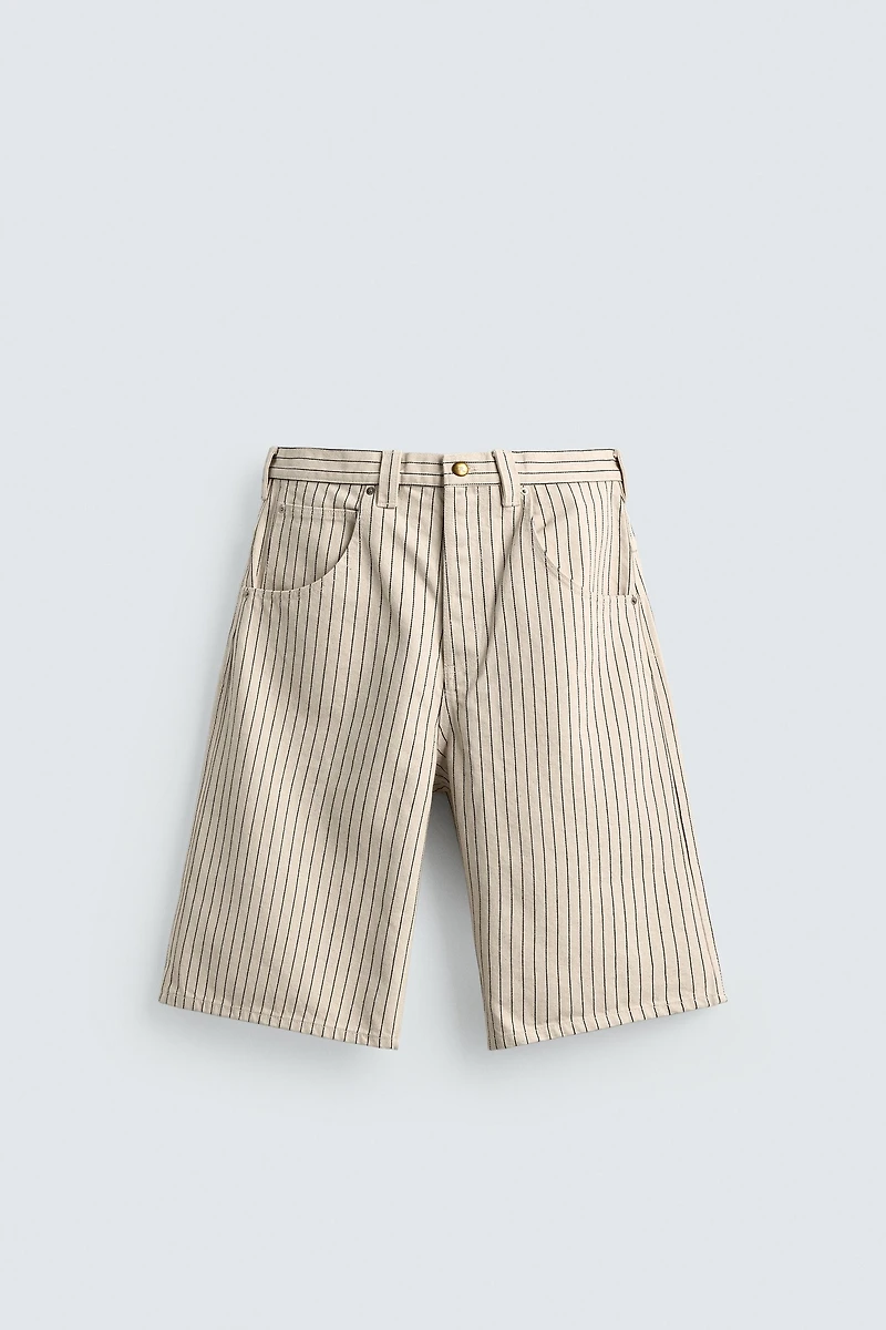 PINSTRIPE RELAXED FIT JORTS