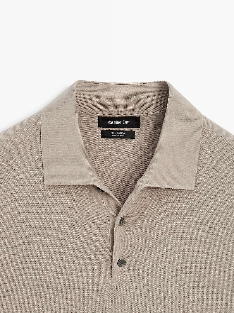 Knit cotton polo shirt