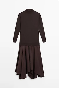 Wool blend knit dress with contrast detail