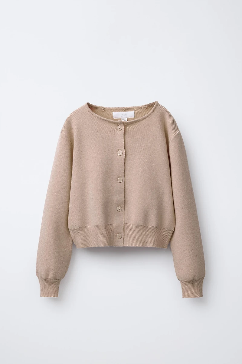 CARDIGAN WITH DETACHABLE FAUX FUR COLLAR