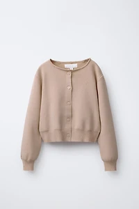 CARDIGAN WITH DETACHABLE FAUX FUR COLLAR