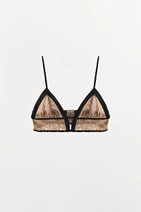 LACE BRA WITH EMBROIDERED FLOWERS AND BEADS