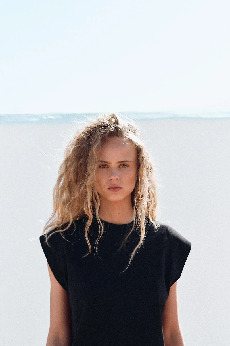 WASHED EFFECT SLEEVELESS T-SHIRT