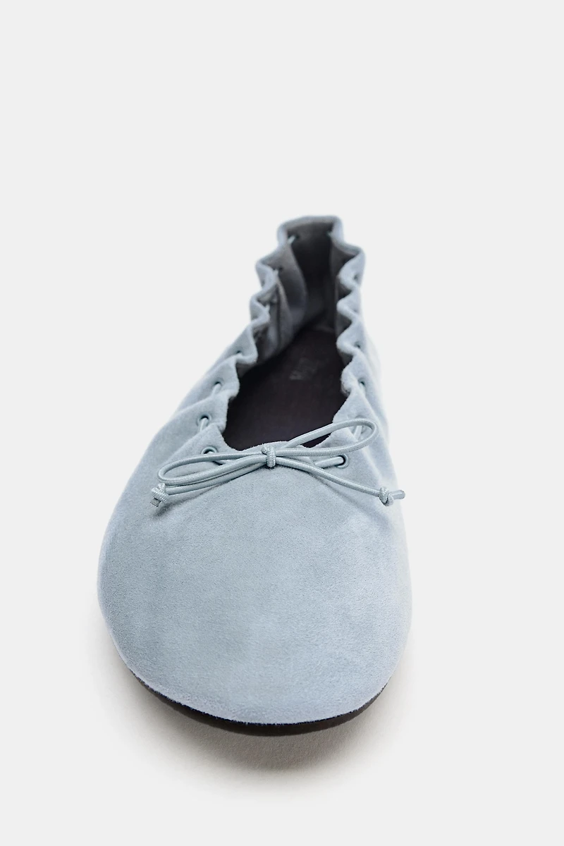 SUEDE BALLET FLATS WITH LACES