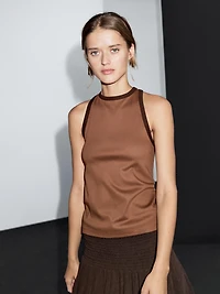 100% cotton halter top with contrast detail