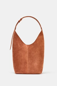 SAC MAXI SEAU EN CUIR SUÉDÉ AVEC DÉTAIL D'ANSE