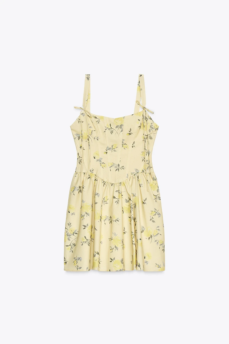 ROBE COURTE EN POPELINE FLEURS