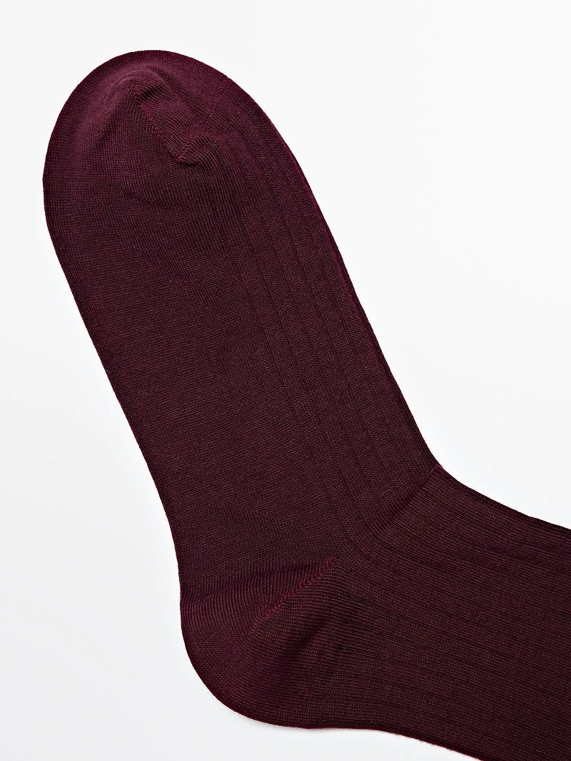 Chaussettes côtelées en coton mélangé