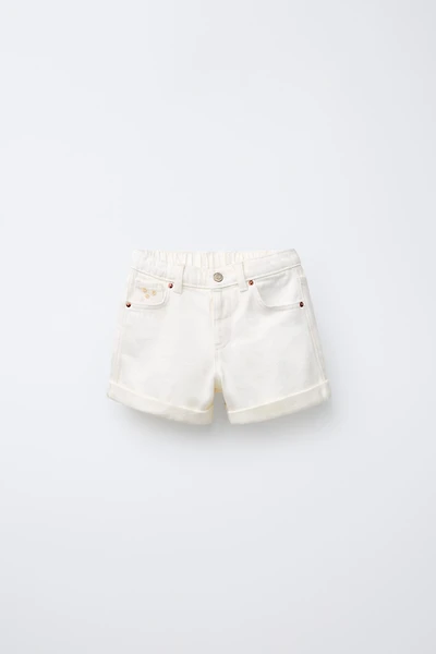 EMBROIDERED FLORAL HIGH WAIST DENIM SHORTS