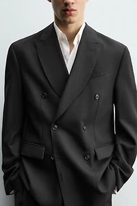 100% WOOL DOUBLE BREASTED SUIT BLAZER