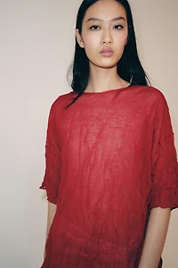 WRINKLED EFFECT KNIT TOP