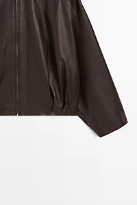 Nappa leather jacket with pleated detail