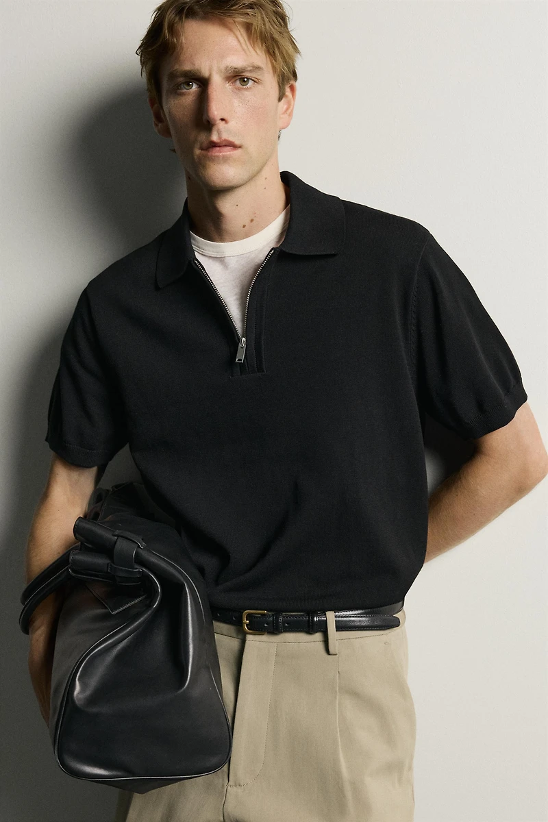 KNIT QUARTER-ZIP POLO SHIRT