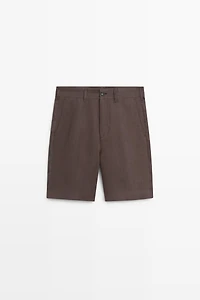 100% linen short Bermuda shorts