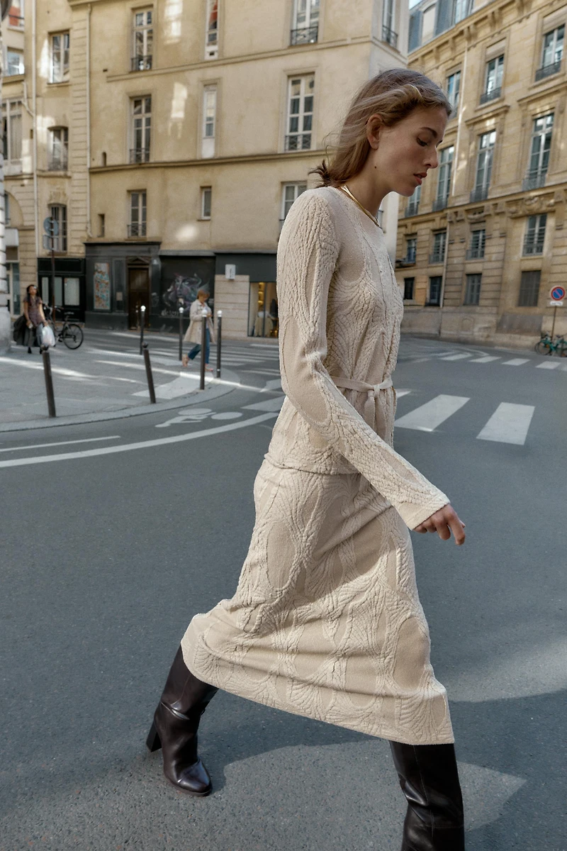 JACQUARD MIDI SKIRT