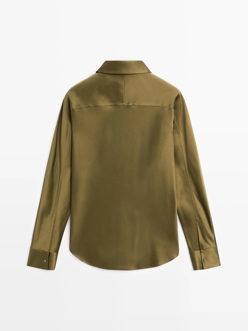 Satin shirt with batwing sleeves
