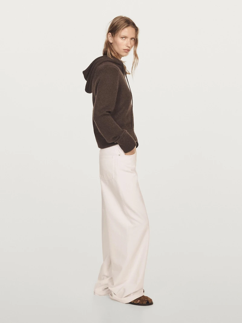 100% cashmere cardigan with hood