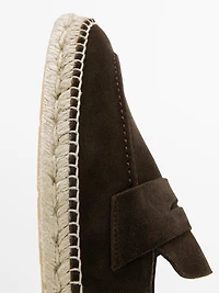 Split leather espadrilles with penny strap