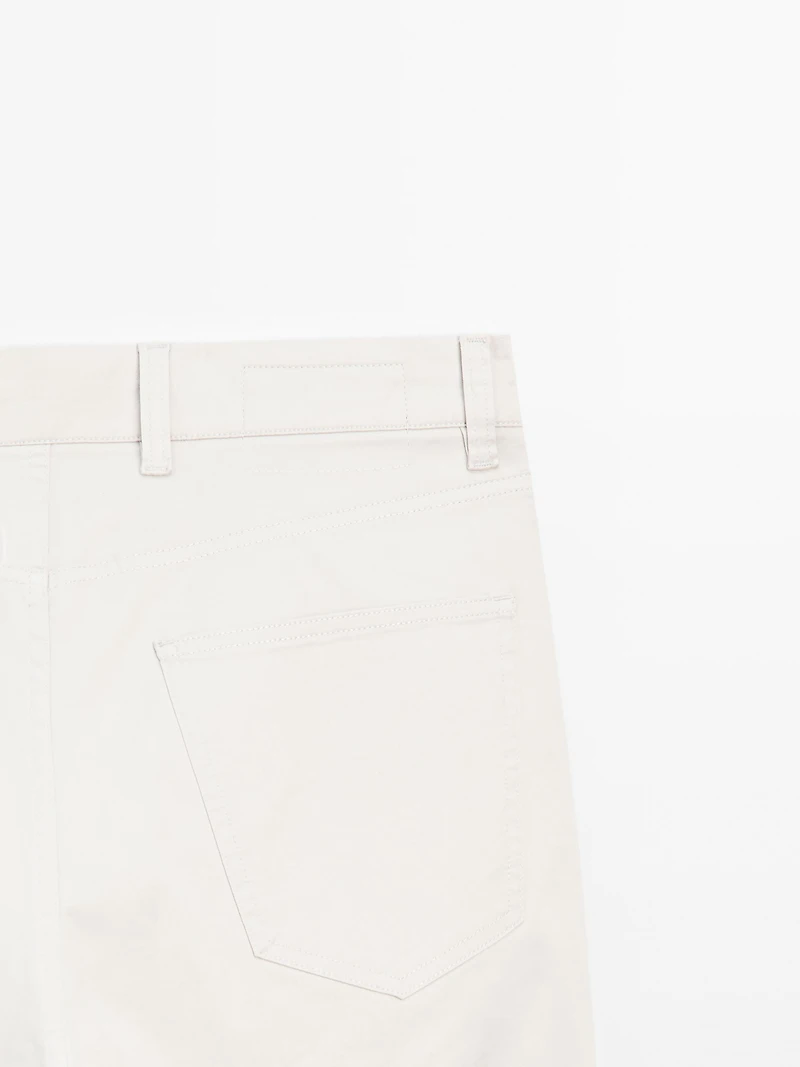 Slim-fit lightweight textured weave denim trousers