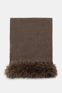 WOOL SCARF WITH FAUX FUR EFFECT