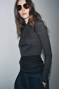 DRAPED FRONT T-SHIRT