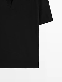 Knit V-neck polo shirt