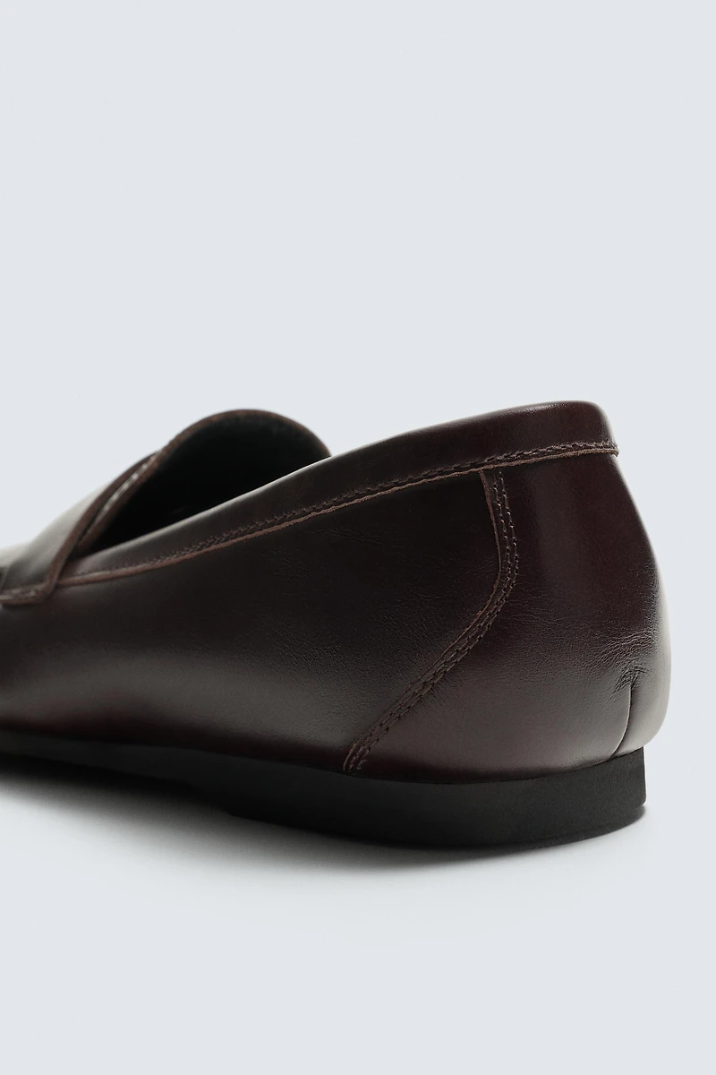 AARON LEVINE X ZARA LEATHER PENNY LOAFERS WITH VIBRAM® SOLE