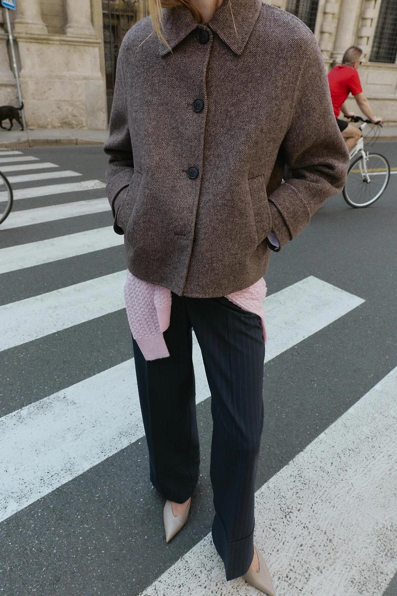 HERRINGBONE SHORT COAT
