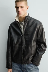 BLOUSON EN CUIR COUPE DÉCONTRACTÉE