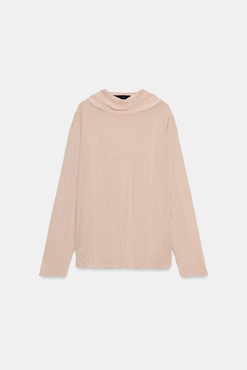 CRUMPLED EFFECT BOW KNIT JUMPER