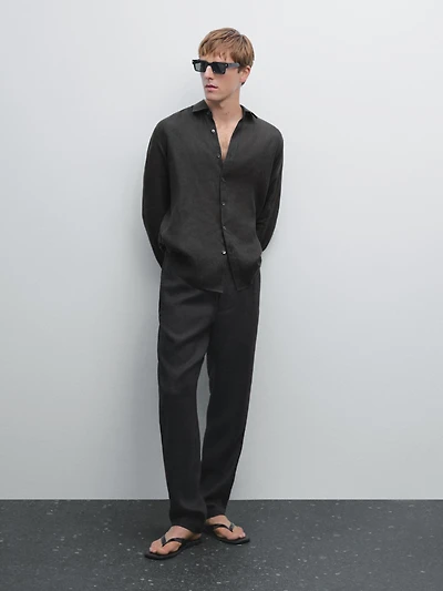 Linen jogger fit trousers