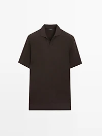 Regular fit cotton knit polo shirt