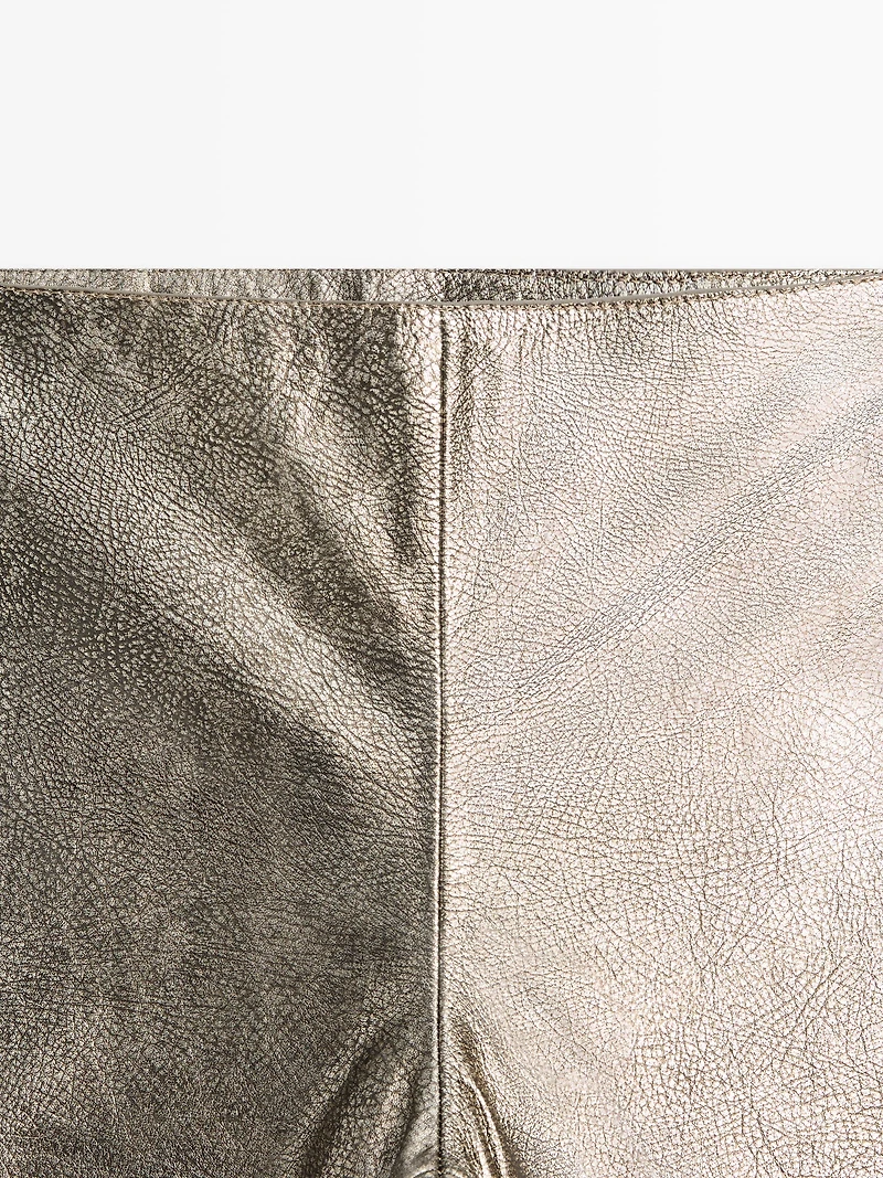 Nappa leather metallic trousers