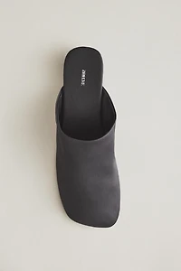 SATEEN HEELED MULES