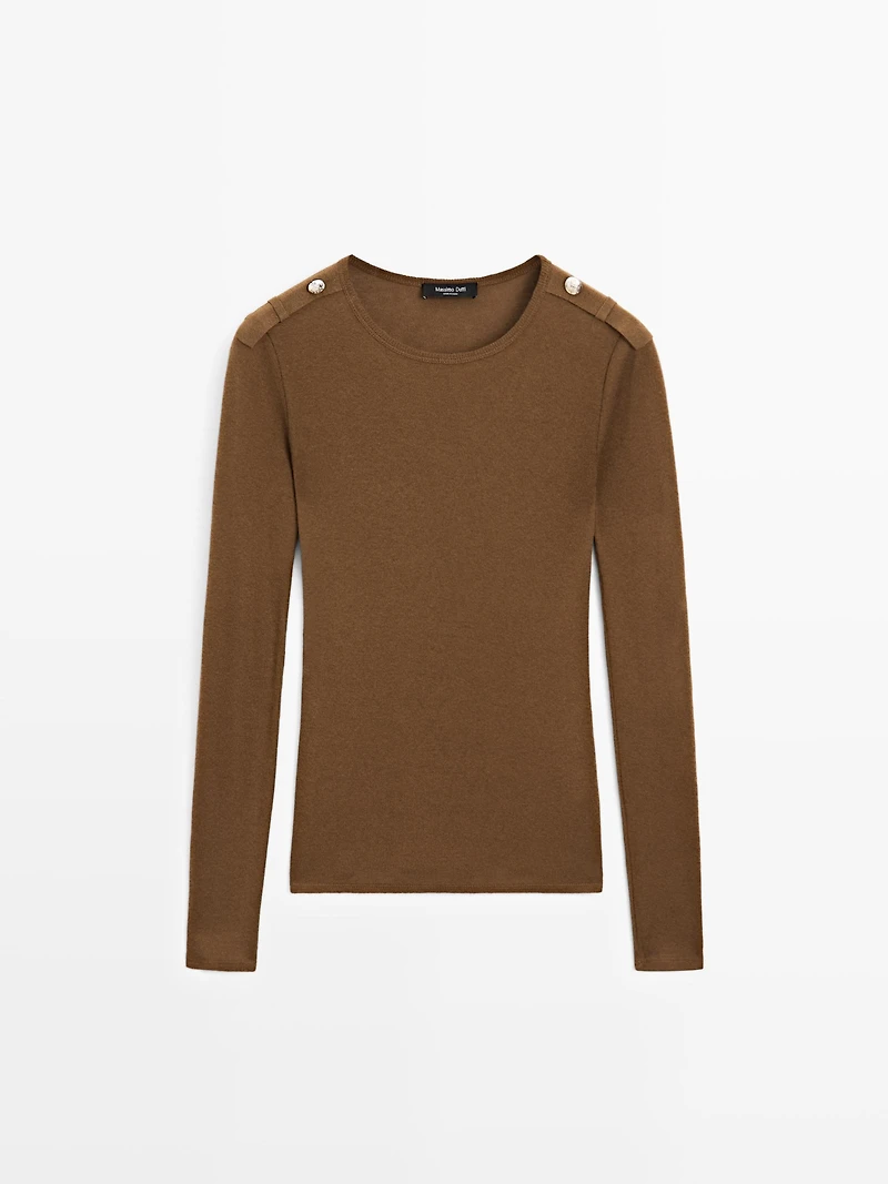 Knit T-shirt with shoulder detail