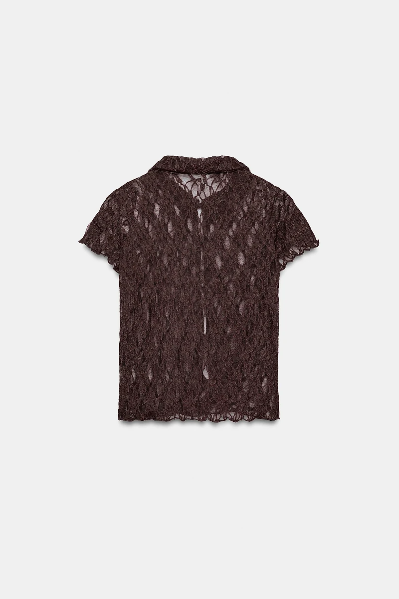 LACE BUTTON-UP TOP