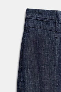 WIDE-LEG LINEN BLEND PANTS