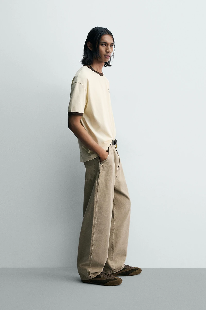 CONTRAST RIB TEXT T-SHIRT