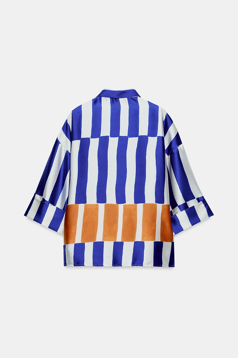 OVERSIZED SATIN-STRIPED SHIRT