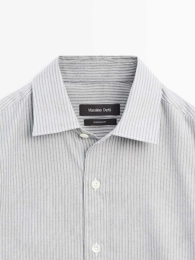 Regular fit melange striped shirt